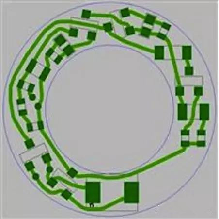 圖6：PCB布線例子：(a)拓?fù)涫阶詣?dòng)布線器(完成了100%導(dǎo)線的布線)；
