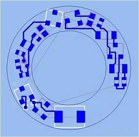 (b)基于最佳形狀的自動(dòng)布線器(完成了56.3%的導(dǎo)線布線)；